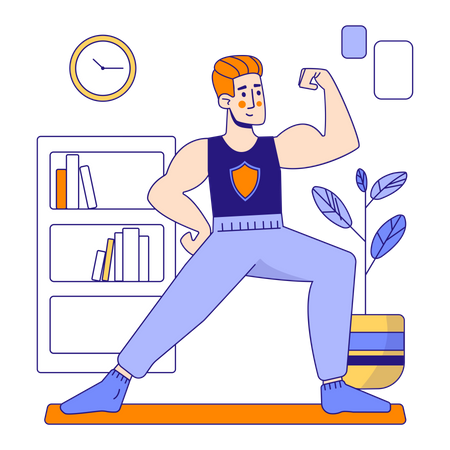 Male security guard working out Illustration