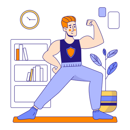 Male security guard working out  Illustration