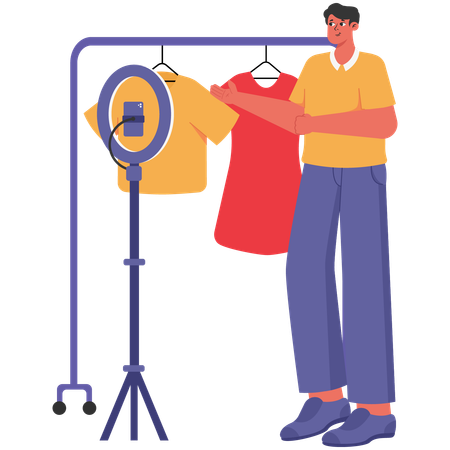 Male Selling clothes while doing clothes promotion  Illustration