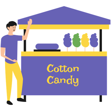 Male Selling Cotton Candy  Illustration