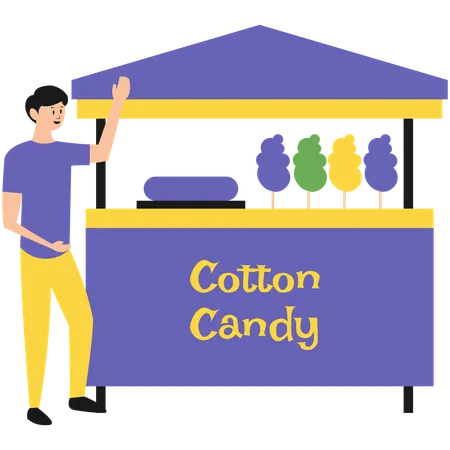 Male Selling Cotton Candy  Illustration