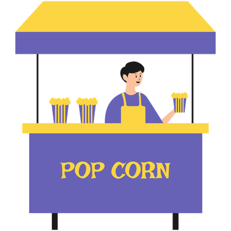 Male Selling Popcorn  Illustration