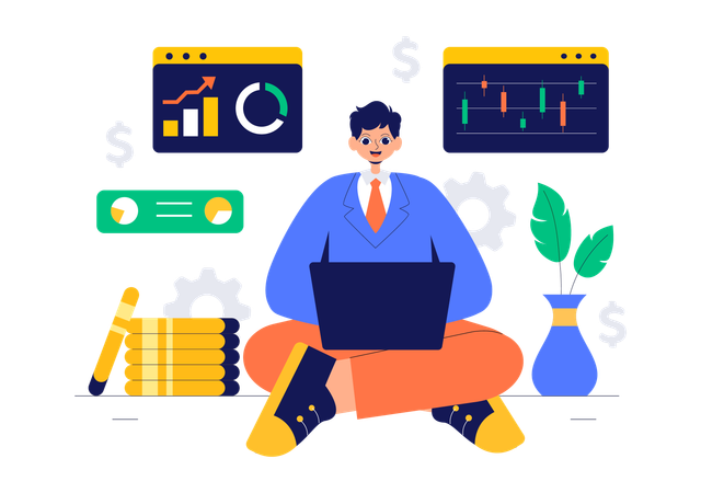 Male Shareholder Check Market  Illustration