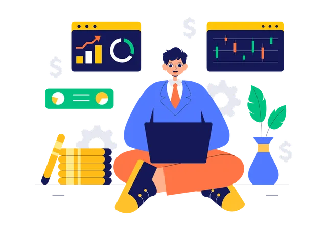 Male Shareholder Check Market  Illustration