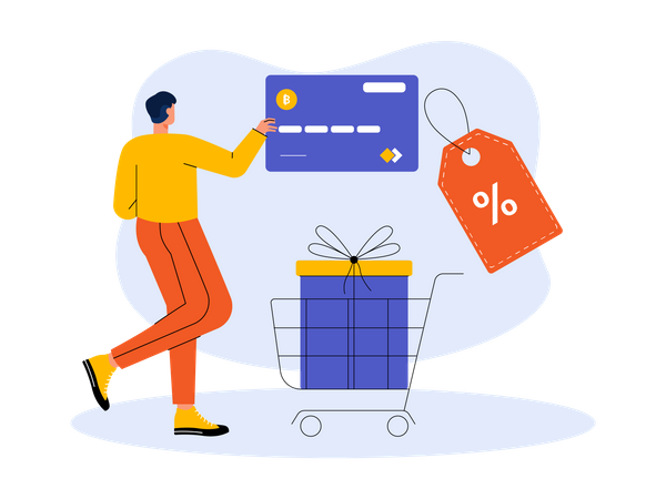 Male shopping during cyber monday Discount  Illustration