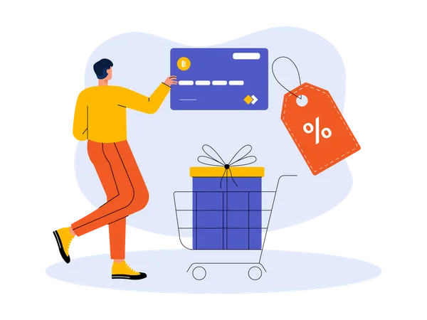 Male shopping during cyber monday Discount  Illustration