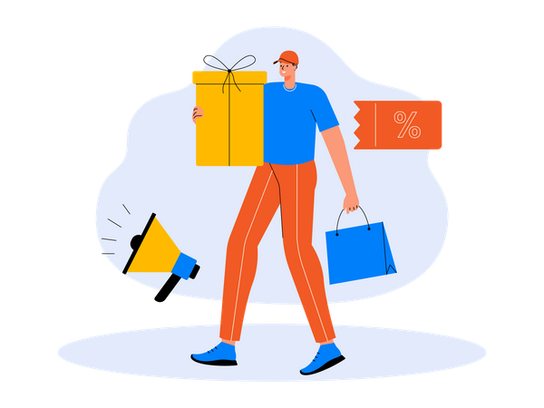 Male shopping during cyber monday sale  Illustration