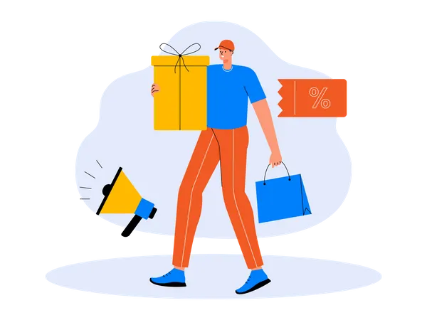 Male shopping during cyber monday sale  Illustration