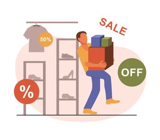 Male shopping on slae  Illustration