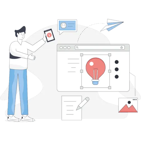 Male  showing creative design  Illustration