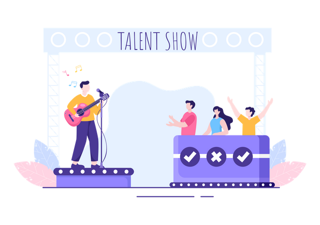 Male signer signing in Talent Show Illustration