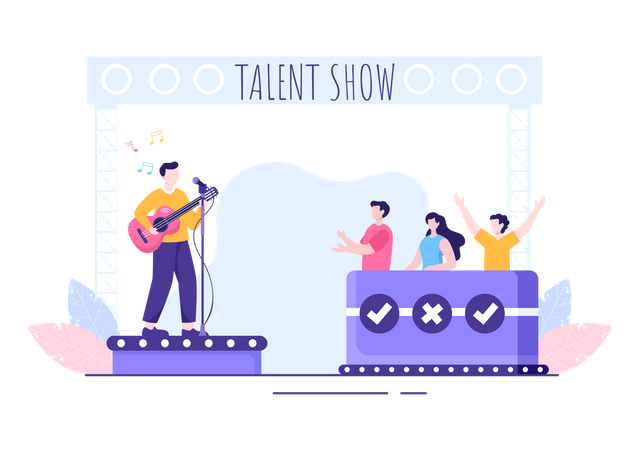 Male signer signing in Talent Show  Illustration