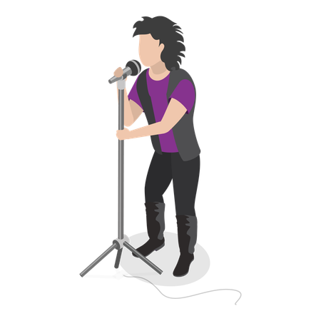 Male singer singing rock song  Illustration