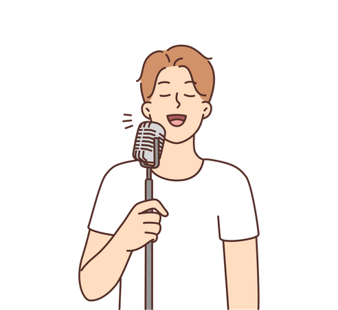 Male singer singing song  Illustration