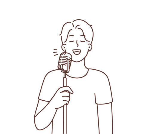 Male singer singing song  Illustration