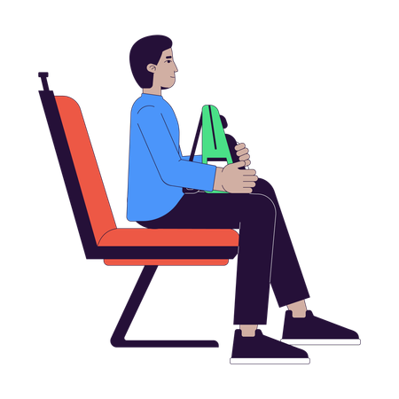 Male sitting in public transport seat  Illustration