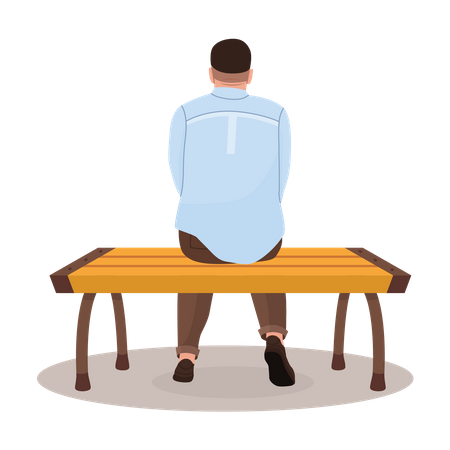 Male Sitting On Bench  Illustration
