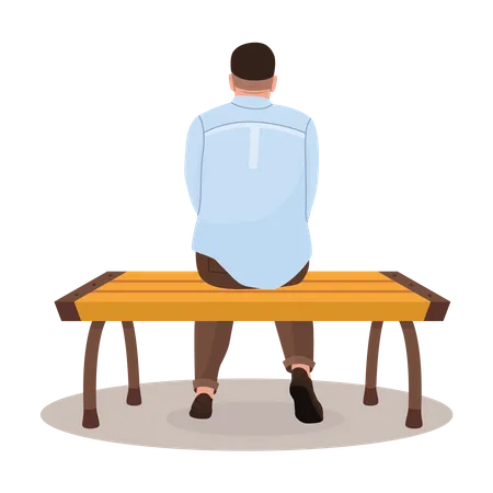 Male Sitting On Bench  Illustration