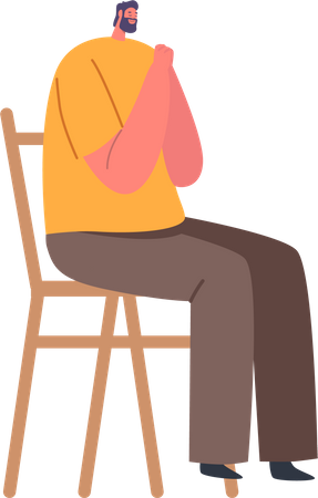 Male  Sitting on Chair and praying  Illustration