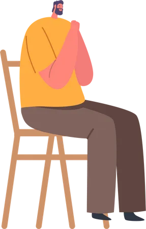 Male  Sitting on Chair and praying  Illustration