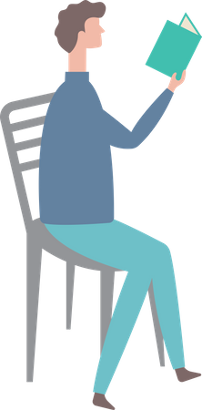 Male sitting on chair and Reading Books Illustration