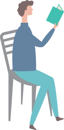 Male sitting on chair and Reading Books Illustration