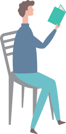 Male sitting on chair and Reading Books  Illustration