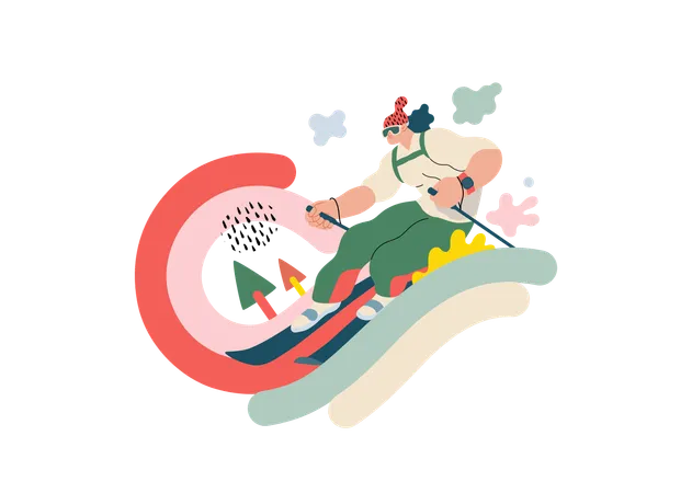 Life Unframed Skier Modern Flat Vector Concept Illustration Of Skier Races Down Slope Of Rainbow A Metaphor Of Unpredictability Imagination Whimsy Cycle Of Existence Play Growth And Discovery Illustration