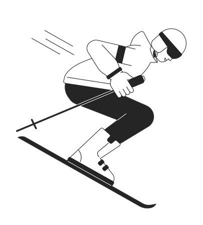 Male skier with poles on skis  Illustration