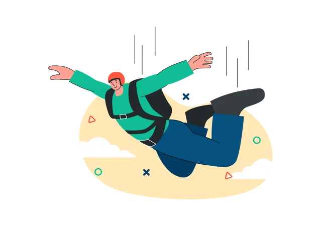 Male Skydiver Use Parachute  Illustration