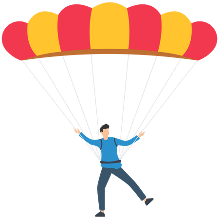 Male skydiver with parachute  Illustration