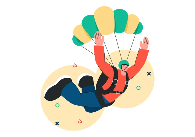 Male Skydiver with Parachute  Illustration