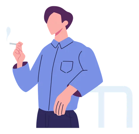 Men Smoking Pose Flat Style Illustration Vector Design Illustration