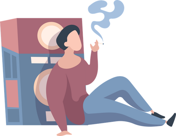 Male Smoking cigarette  Illustration