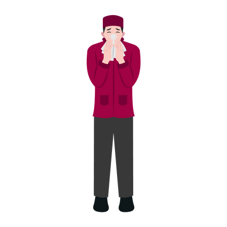 Male Sneezing With Runny Nose  イラスト