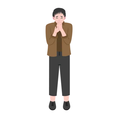 Male Sneezing With Runny Nose  Illustration