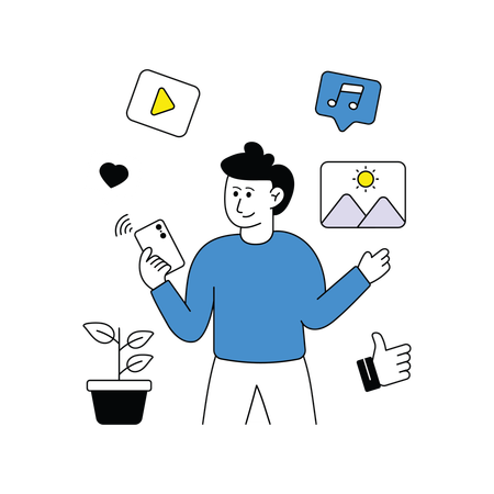 Male Social media user  Illustration