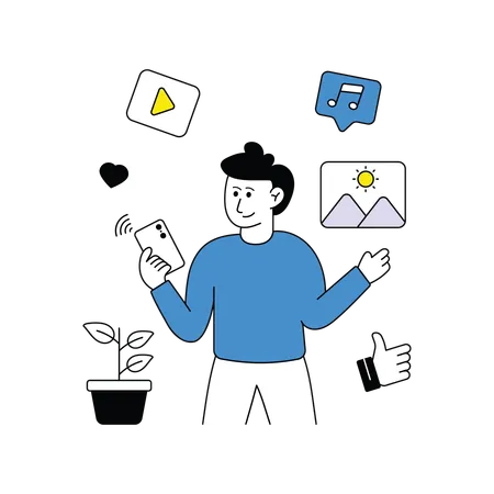 Male Social media user  Illustration