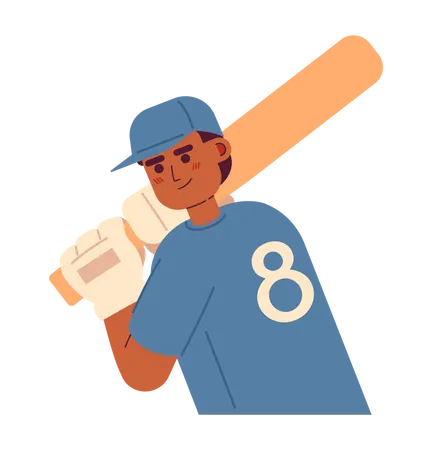 Male Softball Player Gripping Baseball Bat Semi Flat Colorful Vector Character Right Handed Batter Editable Half Body Person On White Simple Cartoon Spot Illustration For Web Graphic Design Illustration