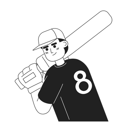 Male softball player gripping baseball bat  Illustration