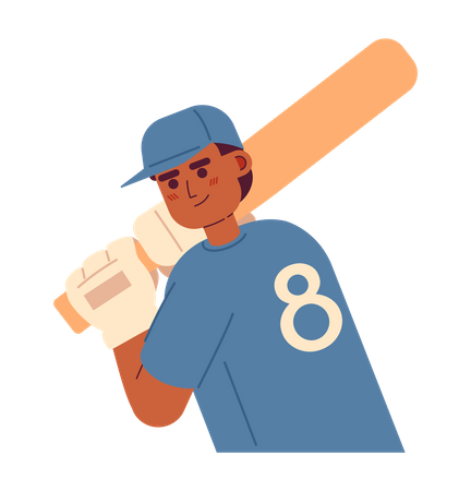 Male softball player gripping baseball bat  Illustration