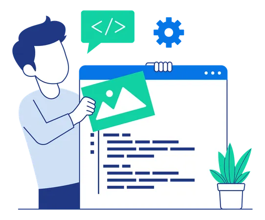 Male Software developer trial program code for mobile app  Illustration