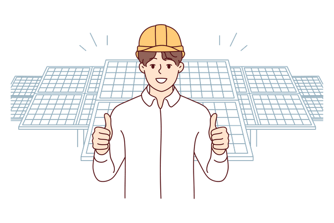 Male solar panel engineer  Illustration
