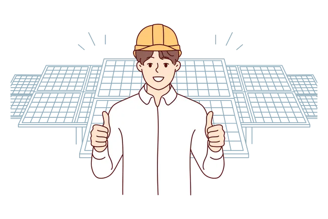 Male solar panel engineer  Illustration