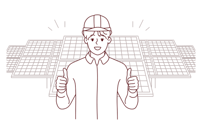 Male solar panel engineer  Illustration