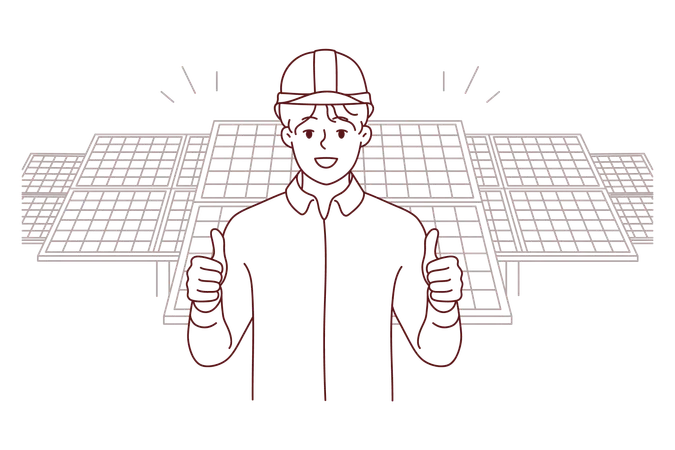 Male solar panel engineer  Illustration