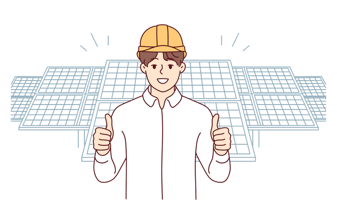 Male solar panel engineer  Illustration