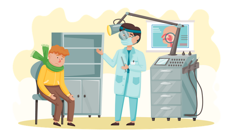Male specialist treating patient  일러스트레이션