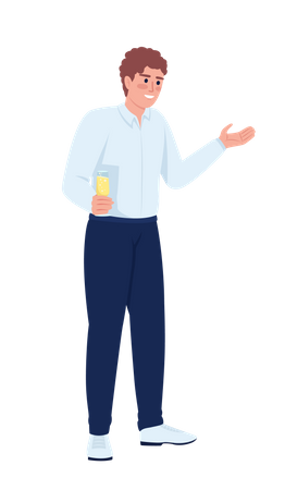 Male speech giver with sparkling wine glass Illustration