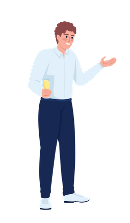 Male speech giver with sparkling wine glass  Illustration